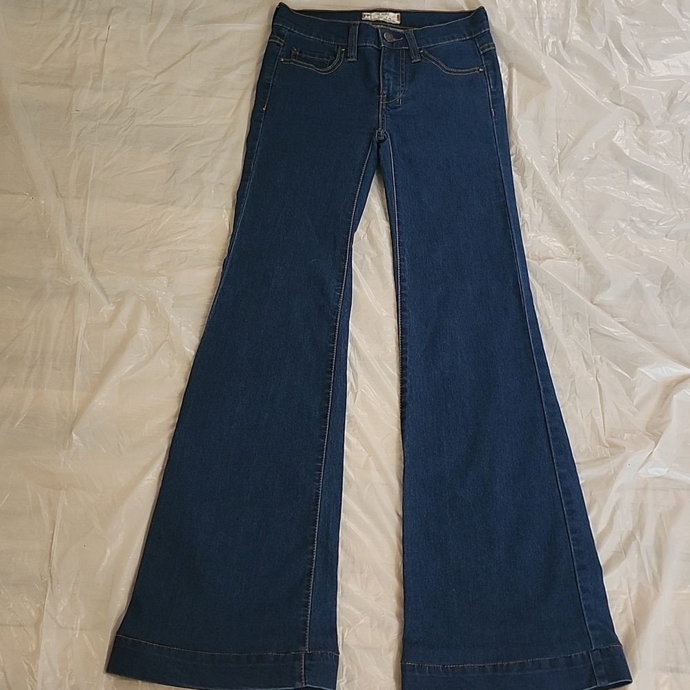 Free People Blue Flare Wide Leg Jeans - Picture 1 of 10